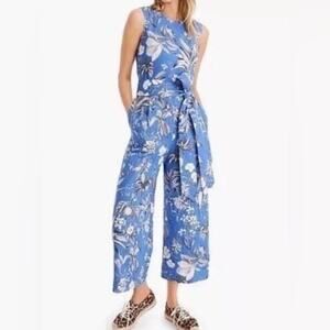 J. Crew Linen wrap-back jumpsuit in Ratti Tropical Toile size 12 *Missing Belt